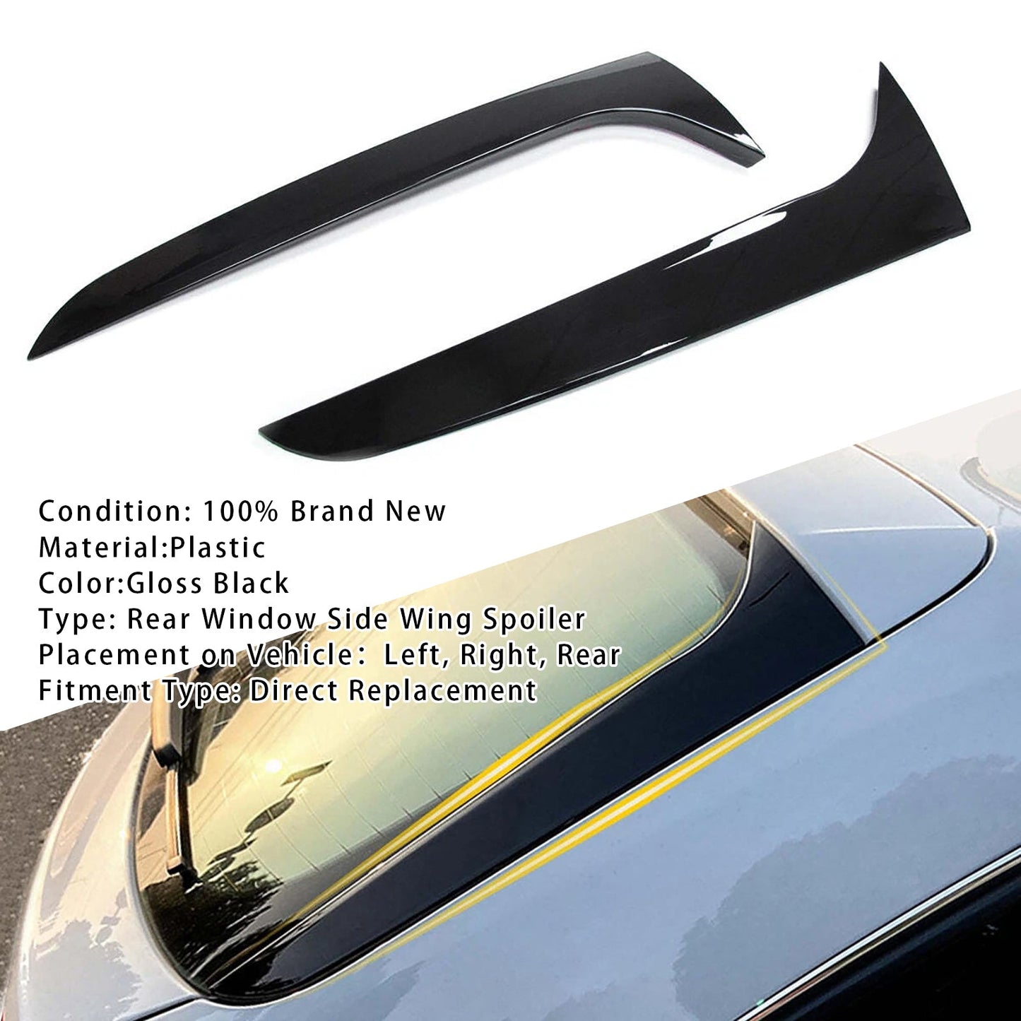 2009-2016 Audi A4 B8 Allroad Avant Gloss Black Pair Rear Window Side Wing Spoiler