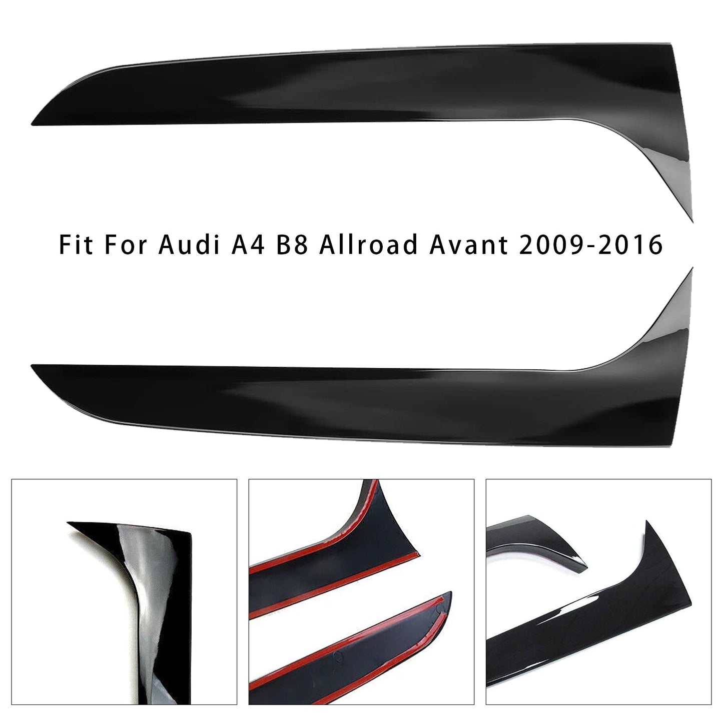 2009-2016 Audi A4 B8 Allroad Avant Gloss Black Pair Rear Window Side Wing Spoiler