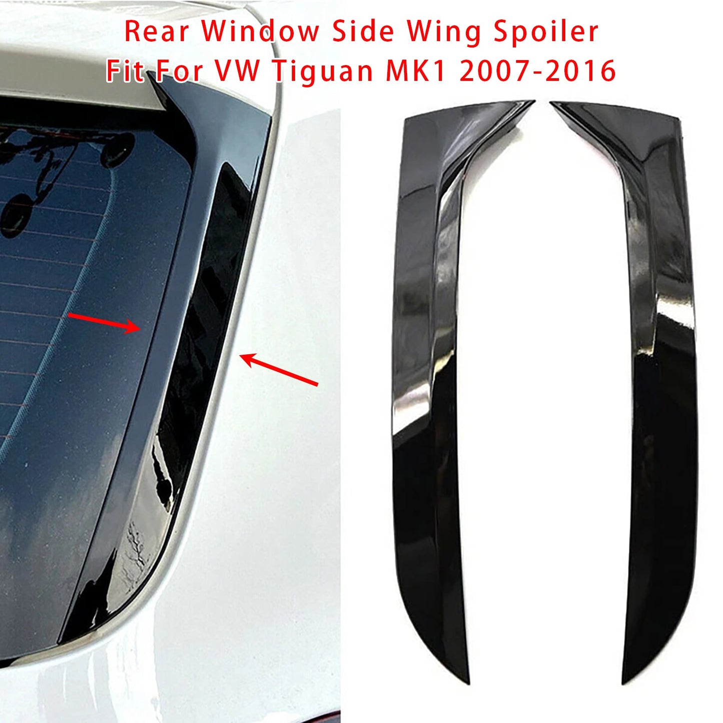 2007-2016 VW Tiguan MK1 Gloss Black Pair Rear Window Side Wing Spoiler (Copy)
