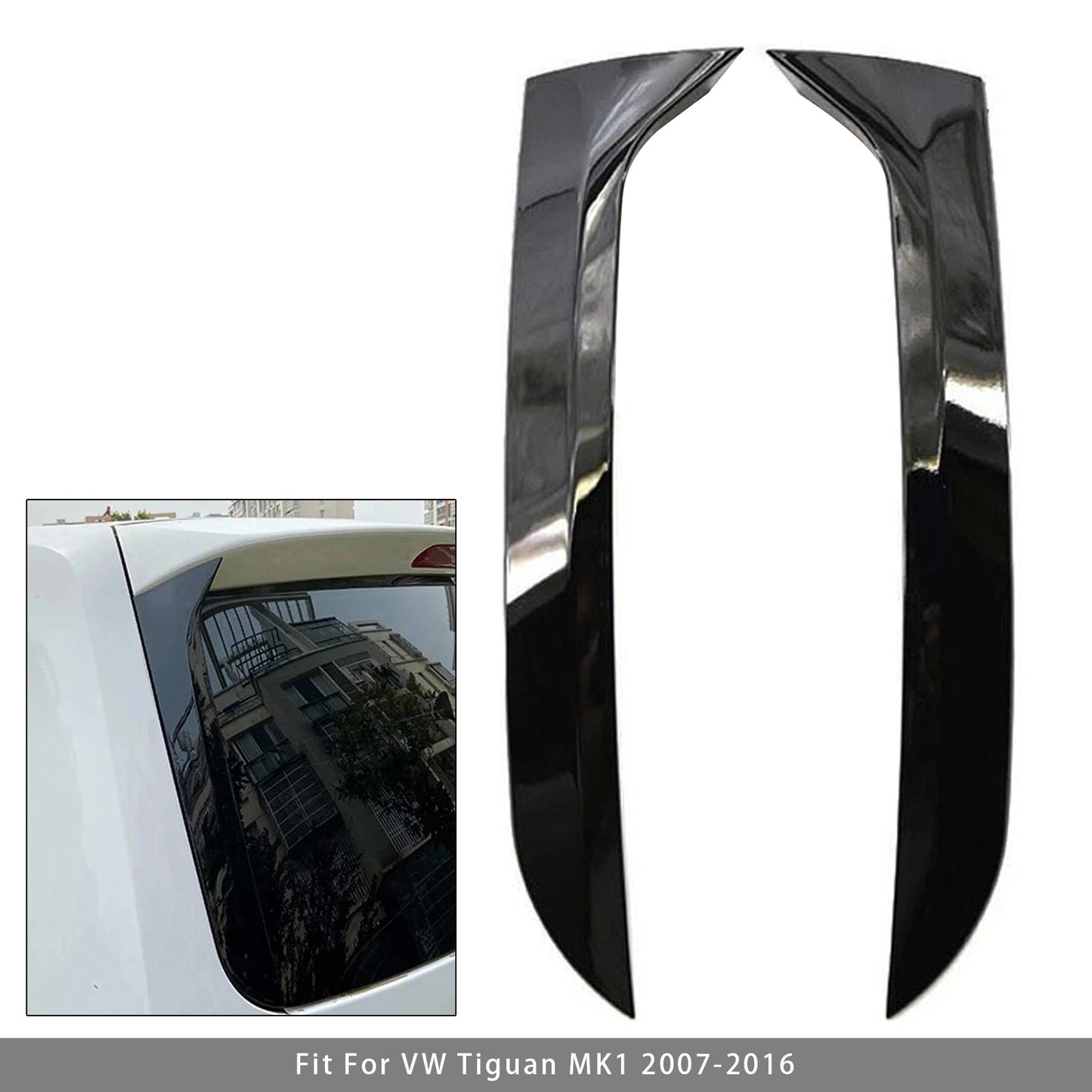 Gloss Black Pair Rear Window Side Wing Spoiler For VW Tiguan MK1 07-16