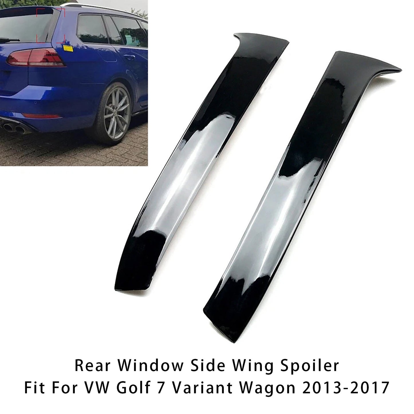 2013-2017 VW Golf 7 Variant Wagon Gloss Black Pair Rear Window Side Wing Spoiler