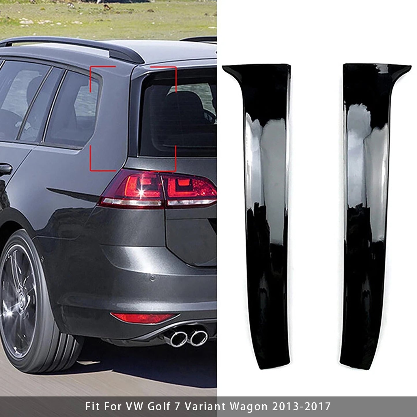 Gloss Black Pair Rear Window Side Wing Spoiler For VW Golf 7 Variant Wagon 13-17