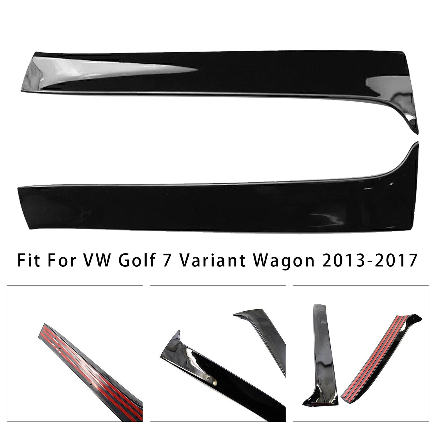 Gloss Black Pair Rear Window Side Wing Spoiler For VW Golf 7 Variant Wagon 13-17