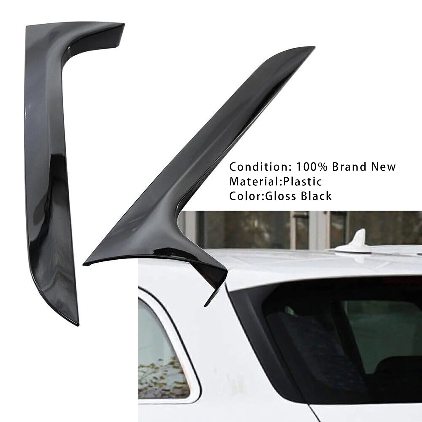 2012-2018 Audi A6 C7 Avant Gloss Black Pair Rear Window Side Wing Spoiler