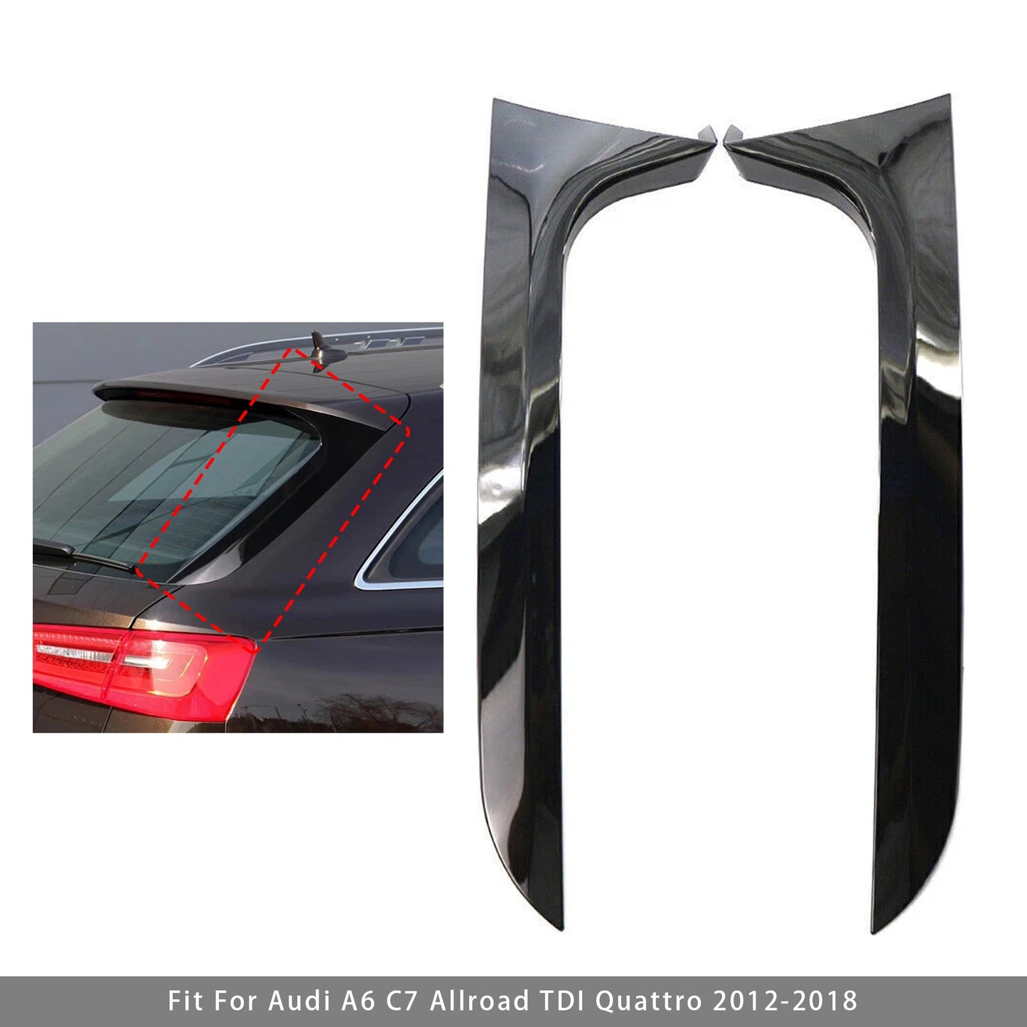 2012-2018 Audi A6 C7 Avant Gloss Black Pair Rear Window Side Wing Spoiler