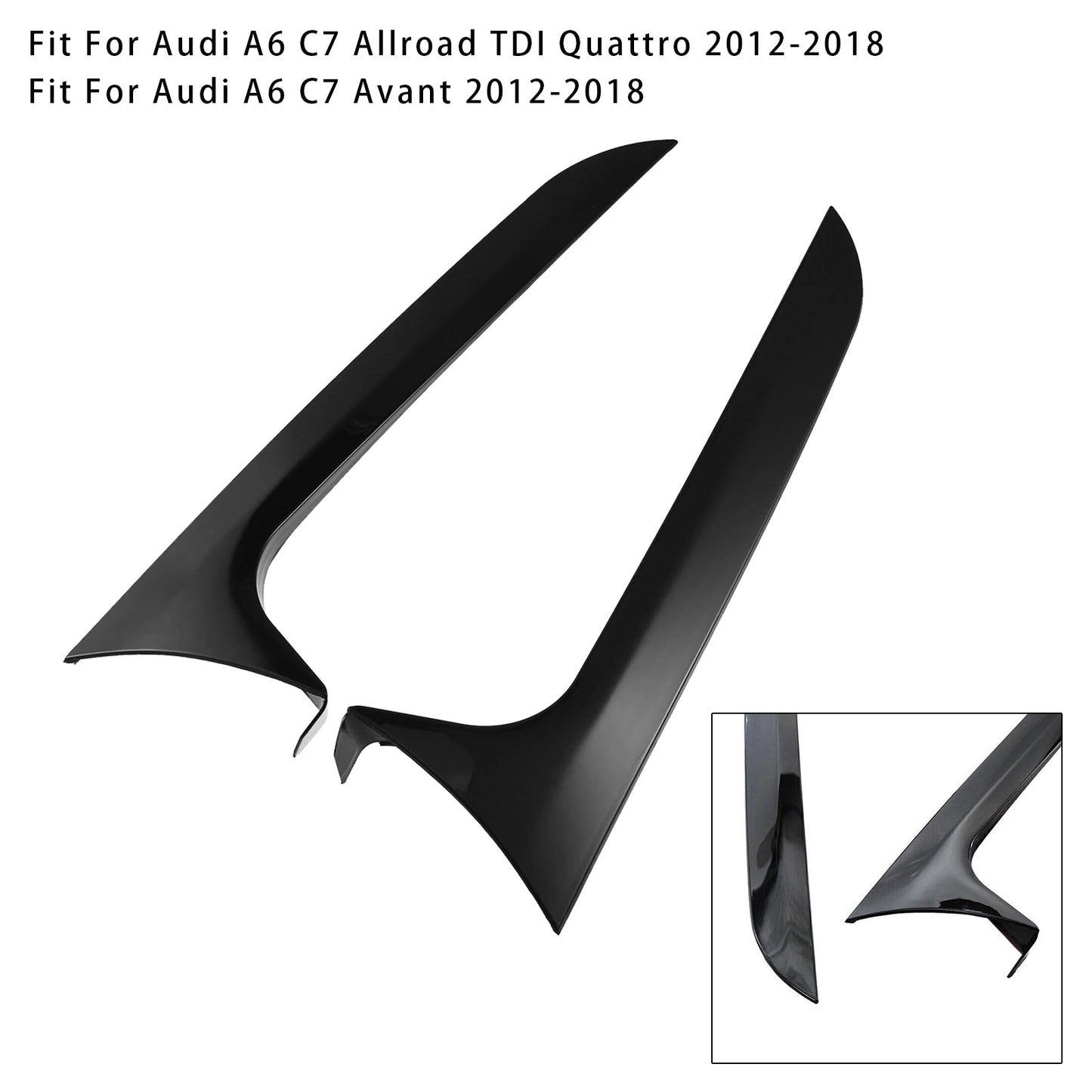 2012-2018 Audi A6 C7 Avant Gloss Black Pair Rear Window Side Wing Spoiler
