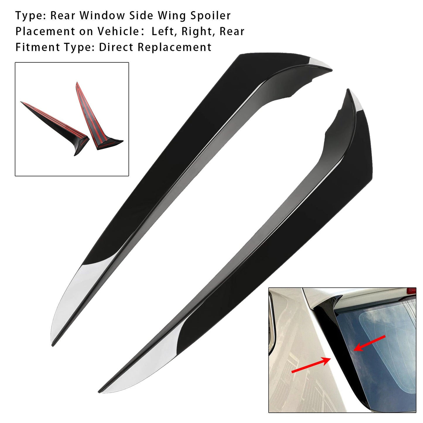Gloss Black Pair Rear Window Side Wing Spoiler For BMW X3 F25 2011-2017
