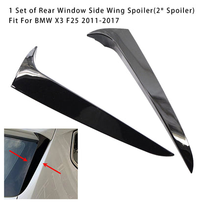 Gloss Black Pair Rear Window Side Wing Spoiler For BMW X3 F25 2011-2017