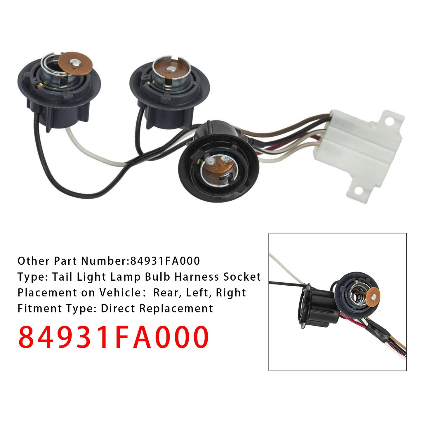 Rear Tail Light Lamp Bulb Harness Socket 84931FA000 For Impreza 1993-2001