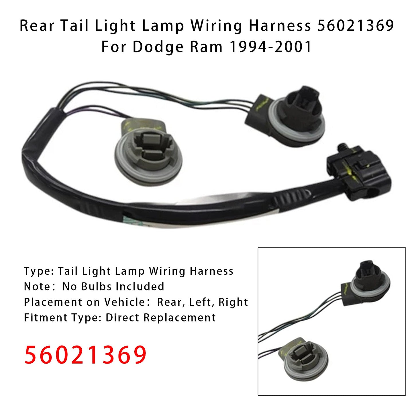 Rear Tail Light Lamp Wiring Harness 1994-2001 Dodge Ram 56021369