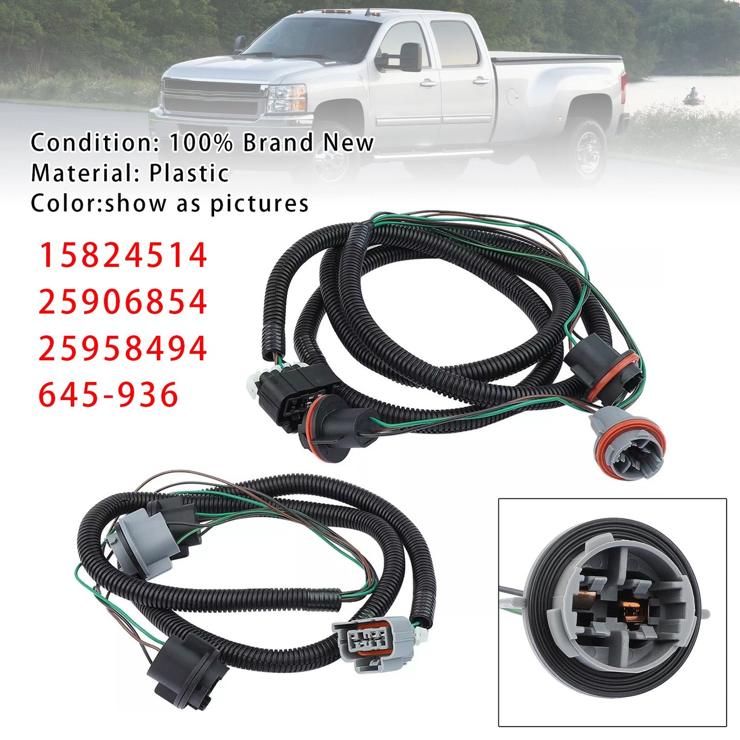 2012-2013 Chevrolet Silverado 1500 15824514 Left+ Right Tail Light Lamp Wiring Harness