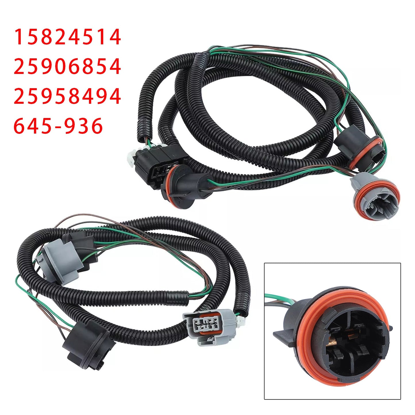 2007 Chevrolet Silverado 3500 HD 15824514 Left+ Right Tail Light Lamp Wiring Harness