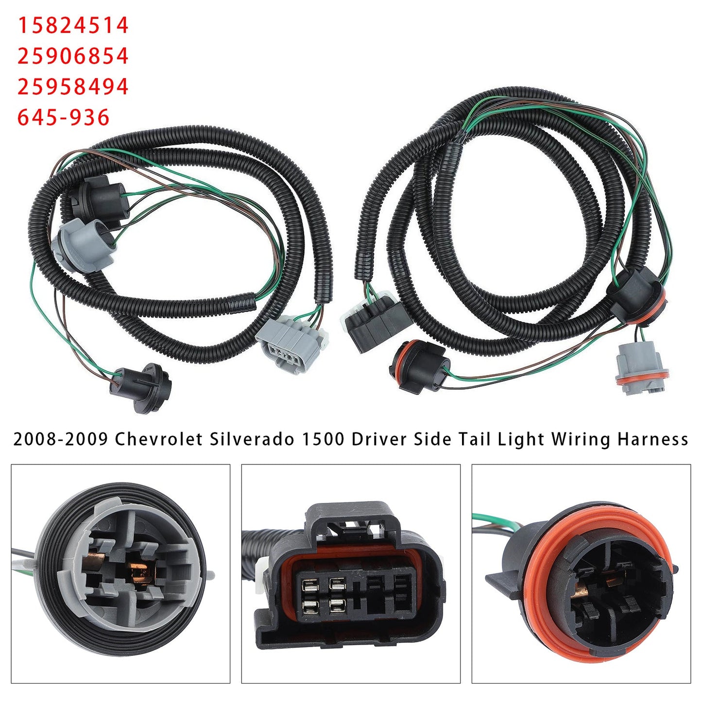 2007-2014 Chevy GMC Pickup Truck Left+ Right Tail Light Lamp Wiring Harness