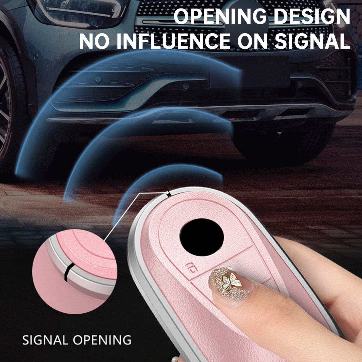 Leather Alloy Aluminum TPU Car Key Pink Case Cover For Benz GLC GLK CLS GLA CLA AMG
