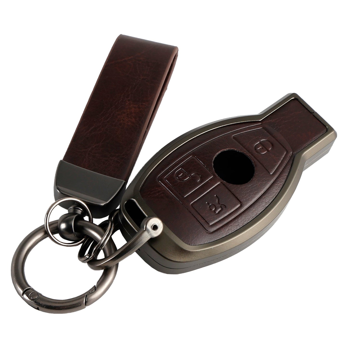 Alloy Aluminum TPU Car Key Brown Case Cover Benz GLC GLK CLS GLA CLA AMG