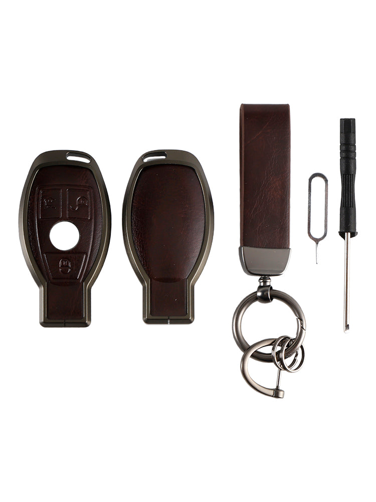 Alloy Aluminum TPU Car Key Brown Case Cover For Benz GLC GLK CLS GLA CLA AMG