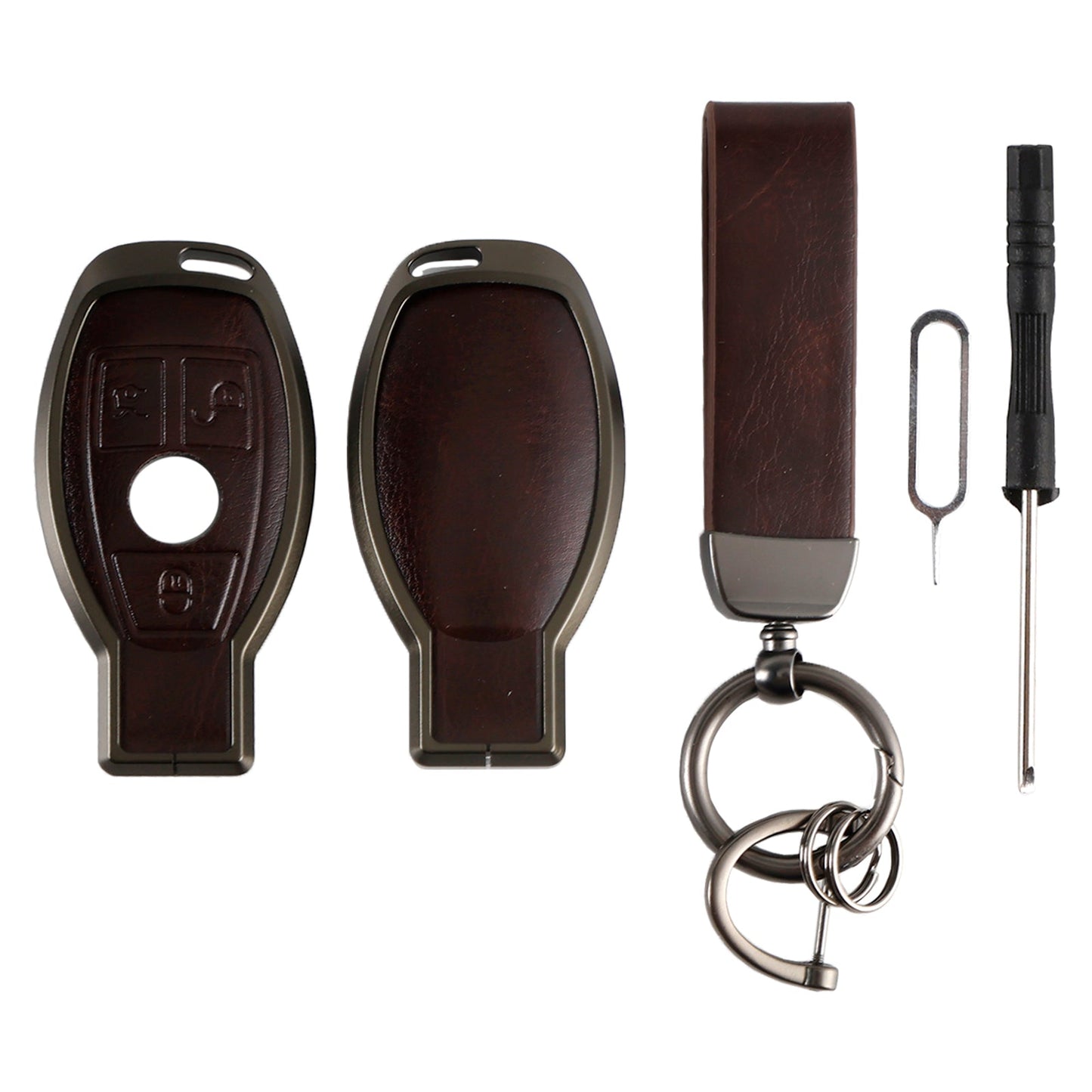 Alloy Aluminum TPU Car Key Brown Case Cover For Benz GLC GLK CLS GLA CLA AMG