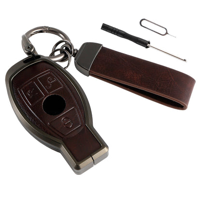 Alloy Aluminum TPU Car Key Brown Case Cover For Benz GLC GLK CLS GLA CLA AMG