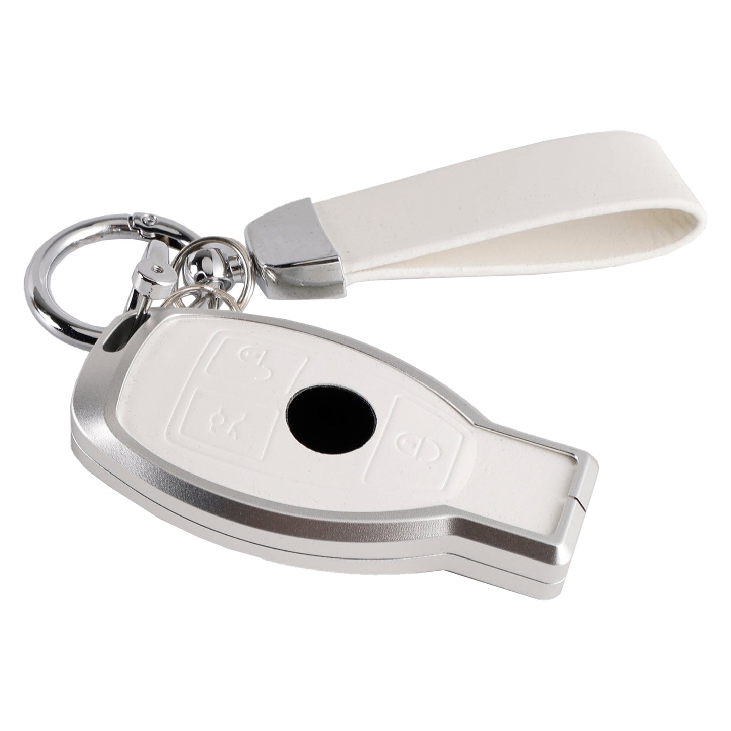 Leather Alloy Aluminum TPU Car Key White Case Cover For Benz GLC GLK CLS GLA CLA AMG