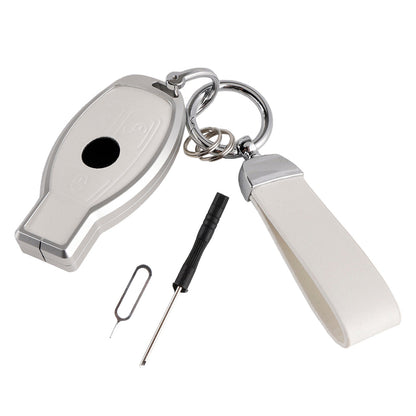 Leather Alloy Aluminum TPU Car Key White Case Cover For Benz GLC GLK CLS GLA CLA AMG