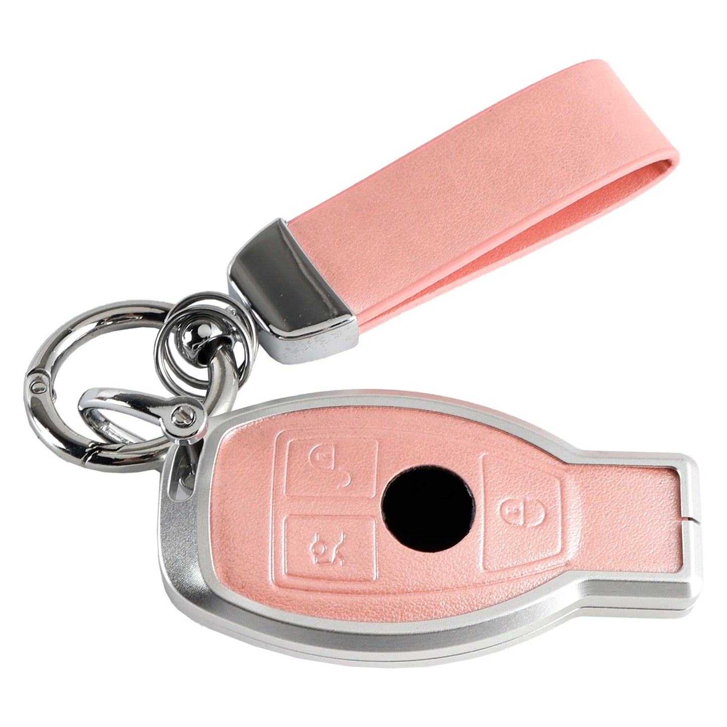 Leather Alloy Aluminum TPU Car Key Pink Case Cover For Benz GLC GLK CLS GLA CLA AMG