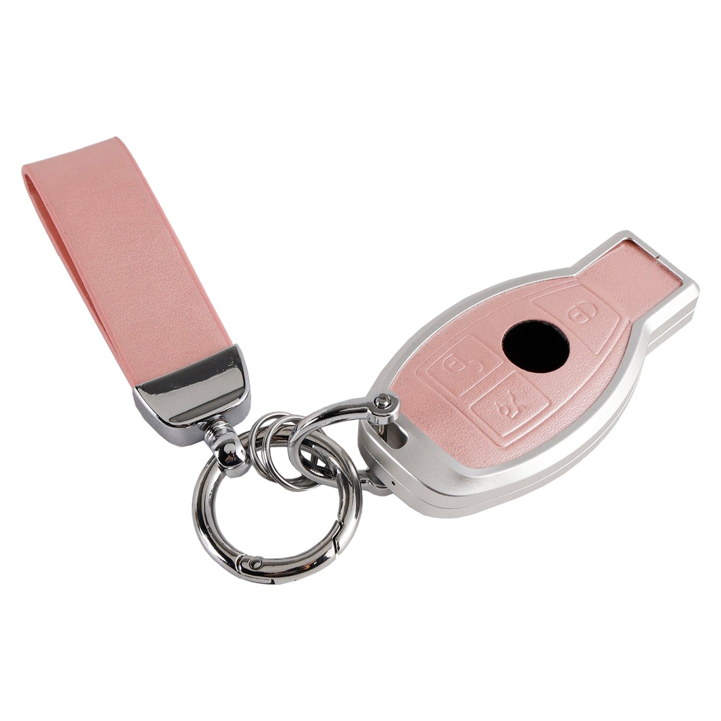 Leather Alloy Aluminum TPU Car Key Pink Case Cover For Benz GLC GLK CLS GLA CLA AMG