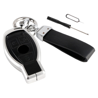 Leather Alloy Aluminum TPU Car Key Black Case Cover For Benz GLC GLK CLS GLA CLA AMG