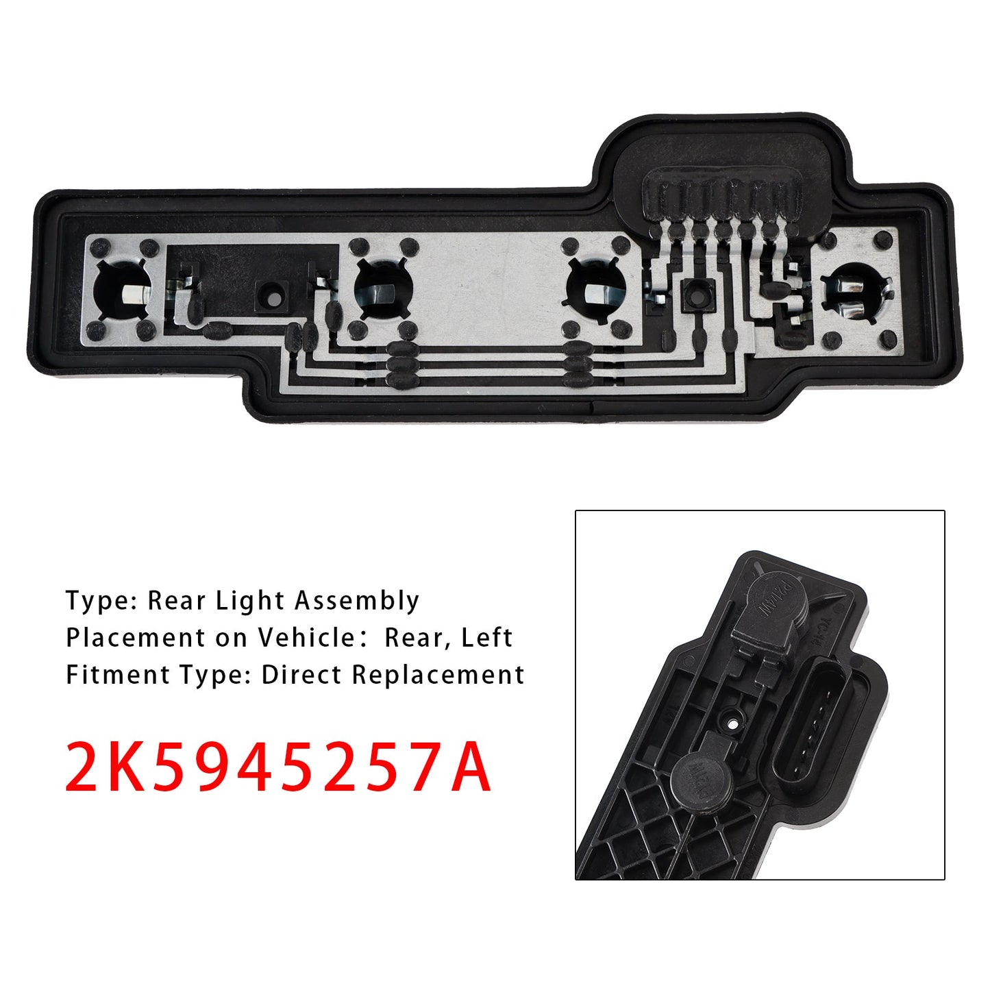 Left Rear Tail Light Bulb Holder Carrier 2004-2014 VW Caddy  2K5945257A
