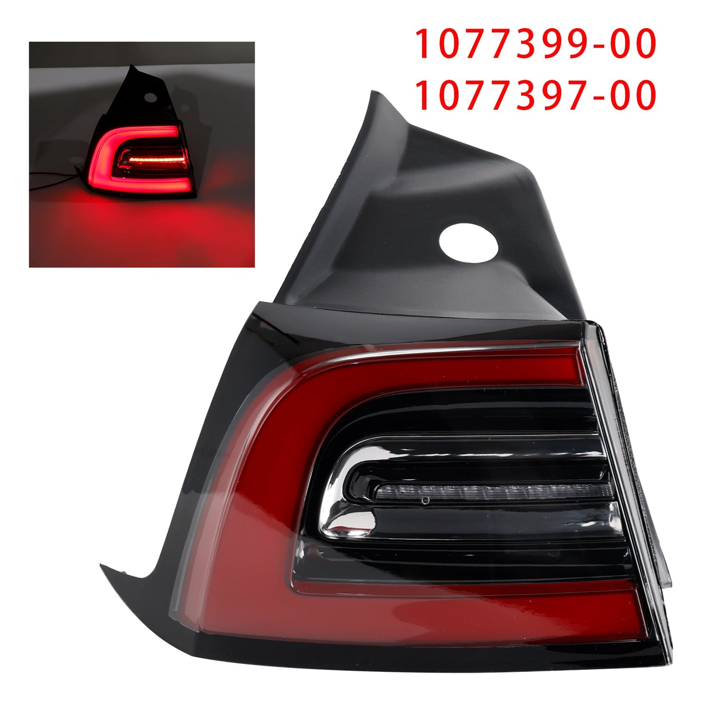 2017-2023 Tesla Model 3 1077399-00 LED Tail Lamp Outer Rear Left Tail Light 3 Pin