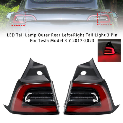 2017-2023 Tesla Model 3 1077399-00-C LED Tail Lamp Outer Rear Left+Right Tail Light 3 Pin
