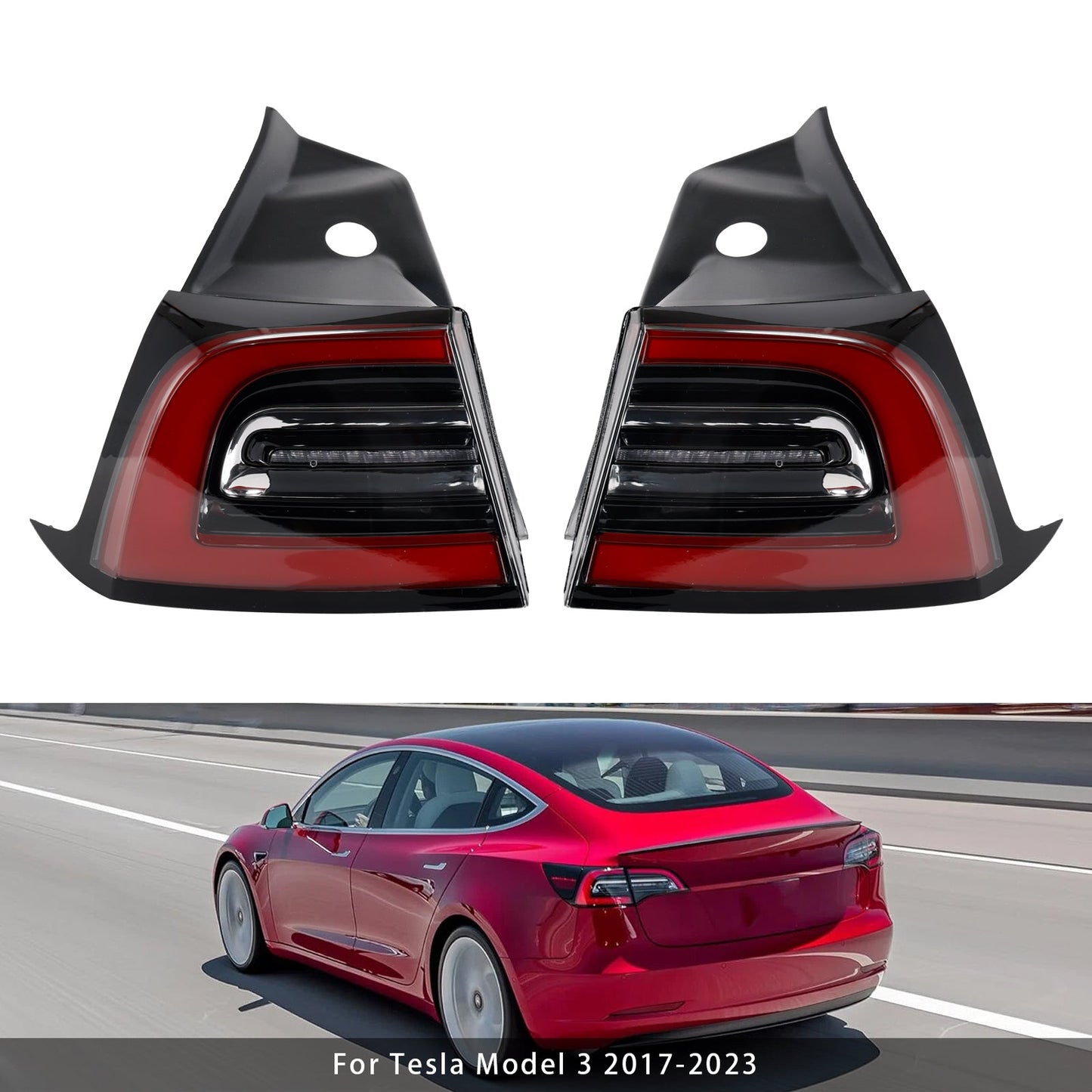 2017-2023 Tesla Model 3 1077399-00-C LED Tail Lamp Outer Rear Left+Right Tail Light 3 Pin