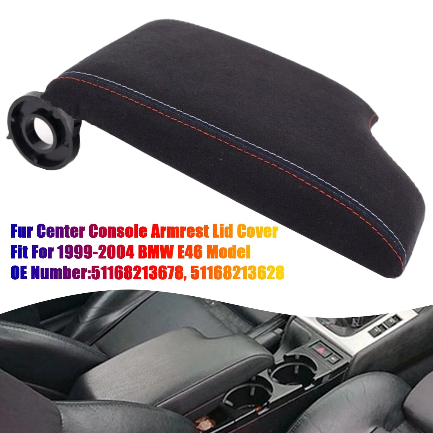 1999-2004 M3 BMW 3 Series E46  Fur Center Console Armrest Cover Lid