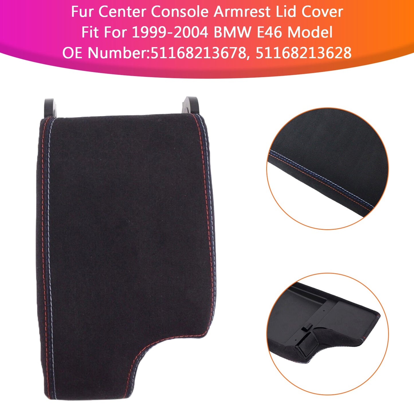 1999-2004 BMW E46 Model Series E46  Fur Center Console Armrest Cover Lid (Copy)