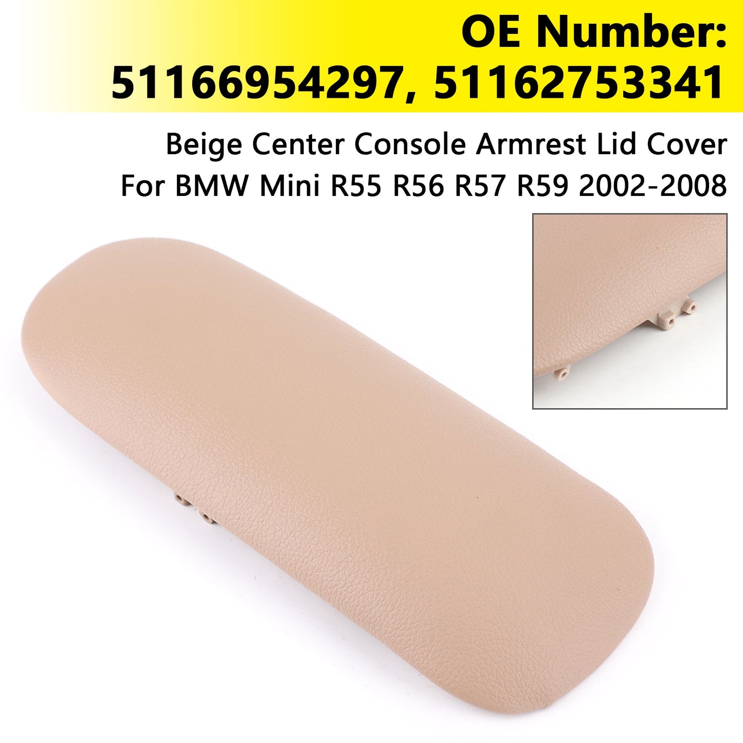 Console Armrest Cover Concle Lid Beige 51166954297 For BMW Mini Cooper 02-08