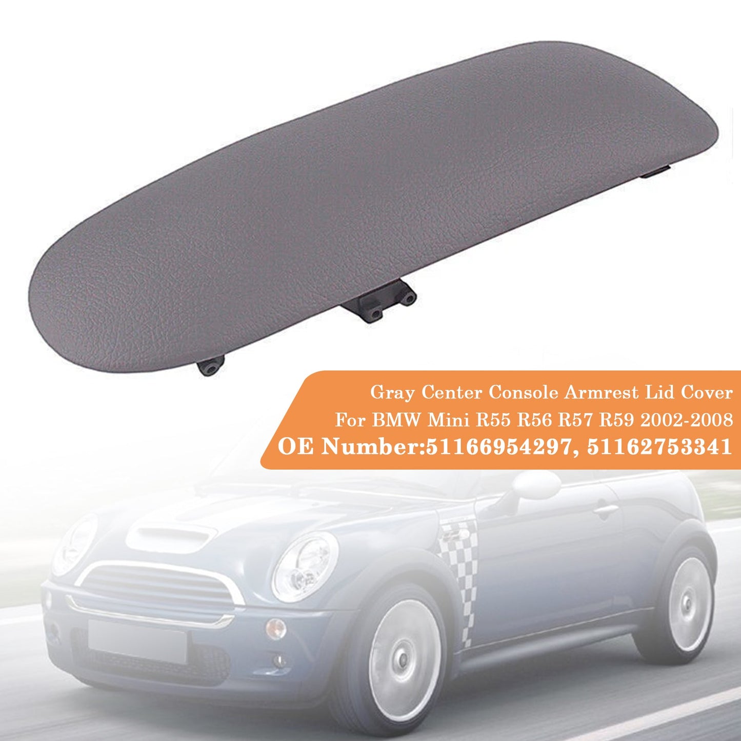BMW Mini Cooper 02-08 51166954297 Console Armrest Cover Concle Lid Gray