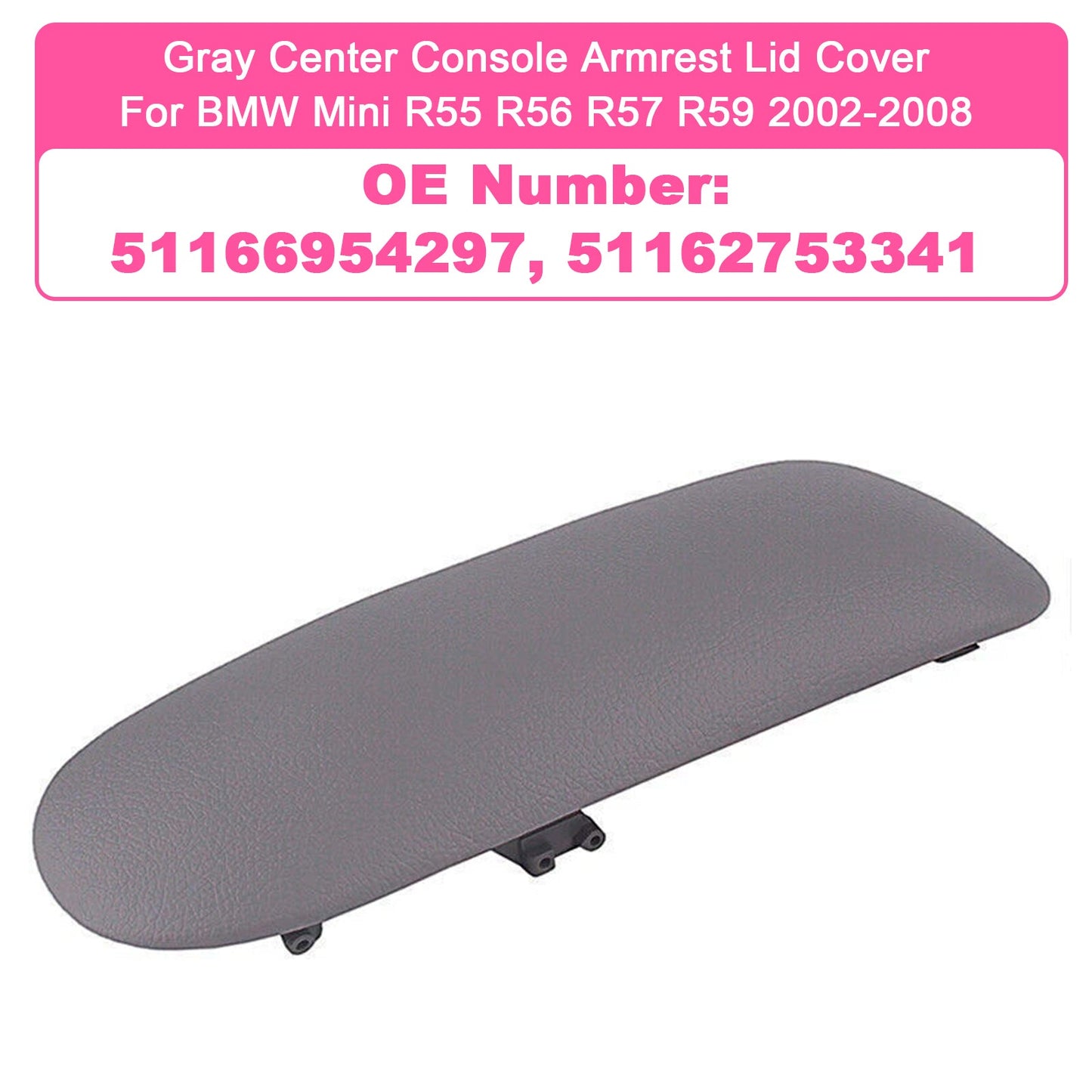 BMW Mini Cooper 02-08 51166954297 Console Armrest Cover Concle Lid Gray