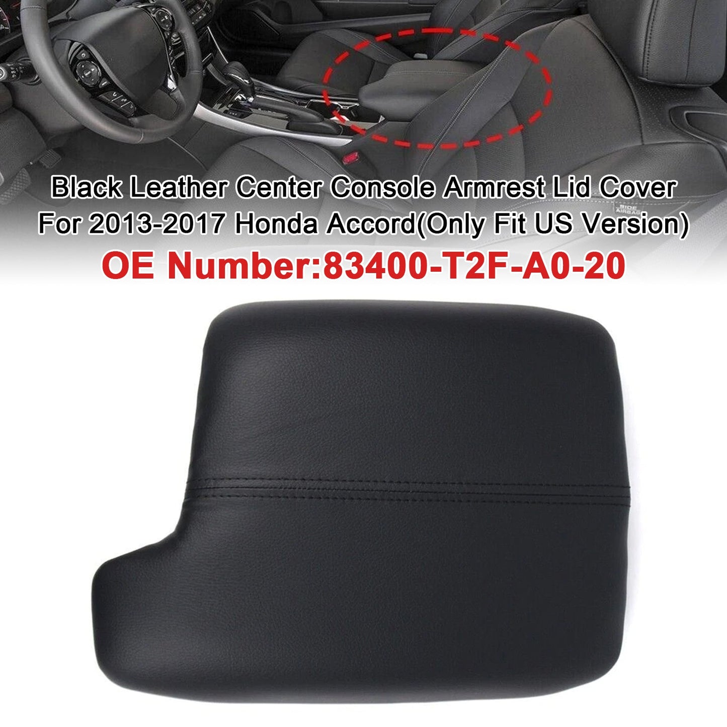Center Console Armrest Lid Cover 2013-2017 Honda Accord 83400-T2F-A0-20