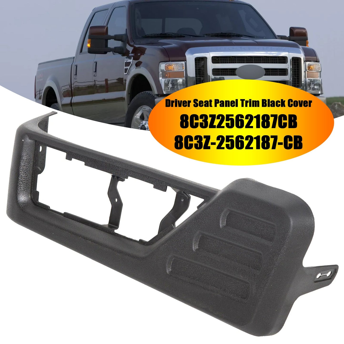 2008-2010 Ford F-350 Super Duty 8C3Z2562187CB Driver Seat Panel Trim Black Cover