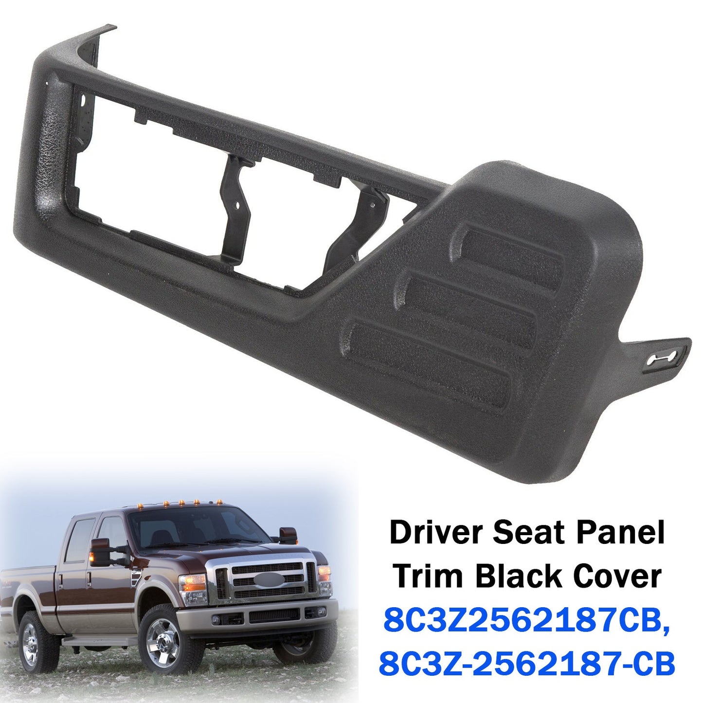 2008-2010 Ford F-550 Super Duty 8C3Z2562187CB Driver Seat Panel Trim Black Cover