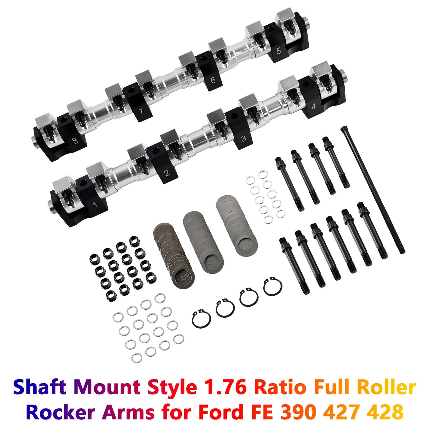 Shaft Mount Style 1.76 Ratio Full Roller Rocker Arms Ford FE 390 427 428