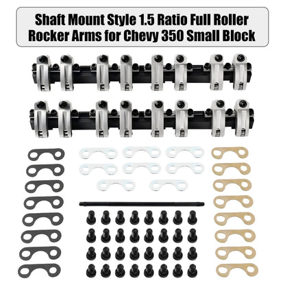 Chevy 350 Small Block Shaft Mount Style 1.5 Ratio Full Roller Rocker Arms