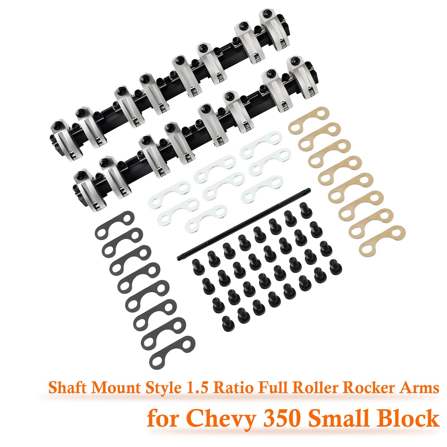 Chevy 350 Small Block Shaft Mount Style 1.5 Ratio Full Roller Rocker Arms