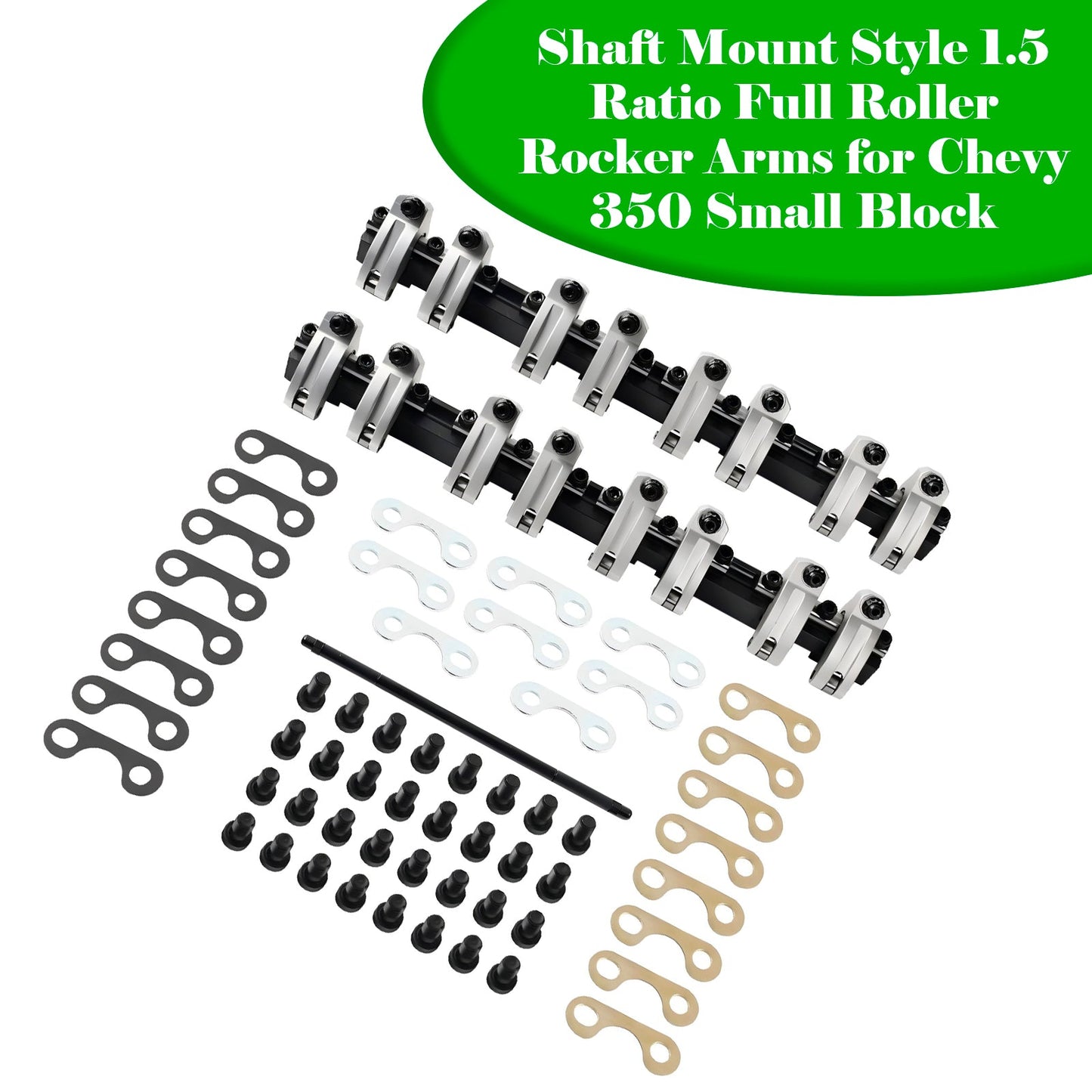 Chevy 350 Small Block Shaft Mount Style 1.5 Ratio Full Roller Rocker Arms