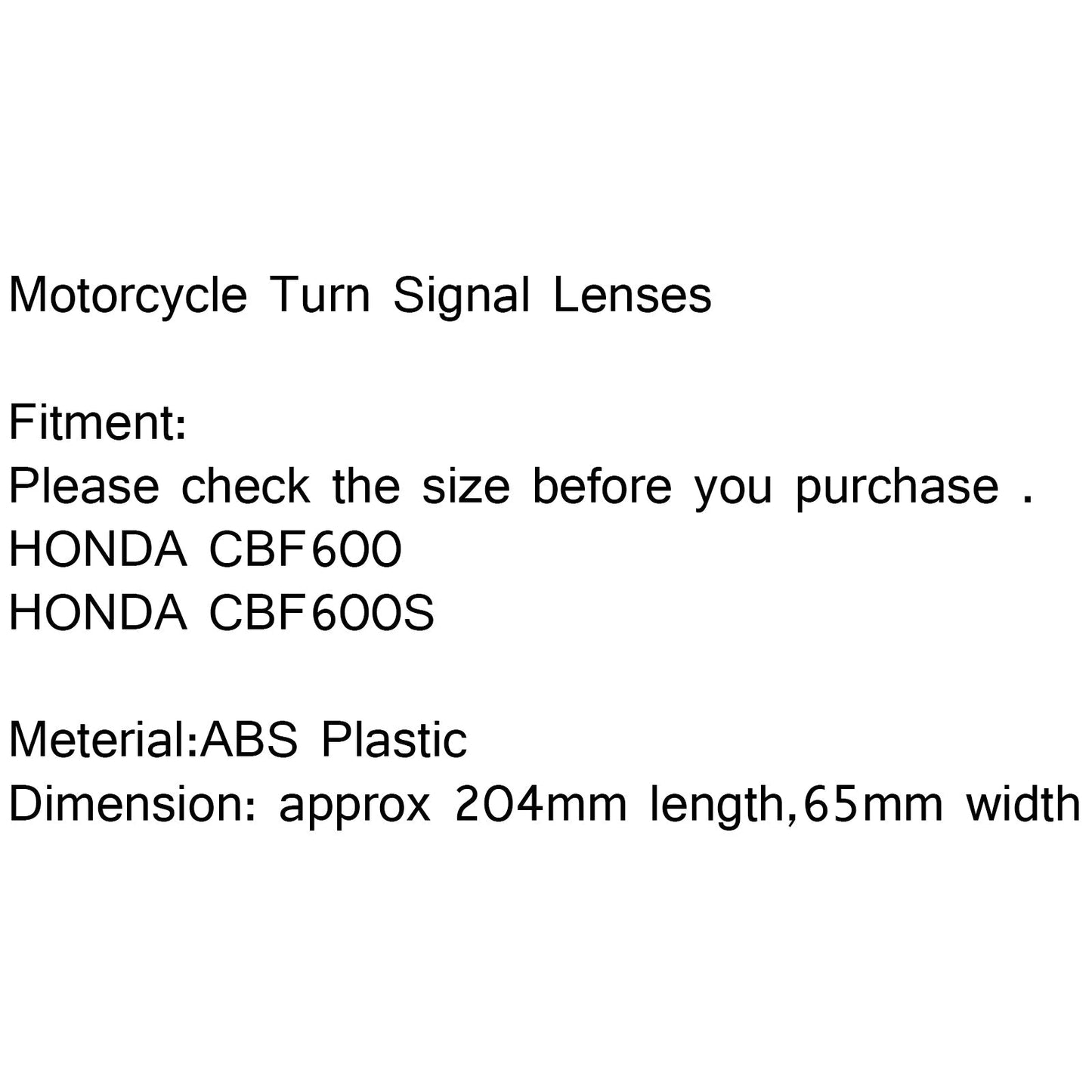 Lot de 2 lentilles de clignotants pour moto Honda CBF600/CBF600S, toutes années, B Assosary