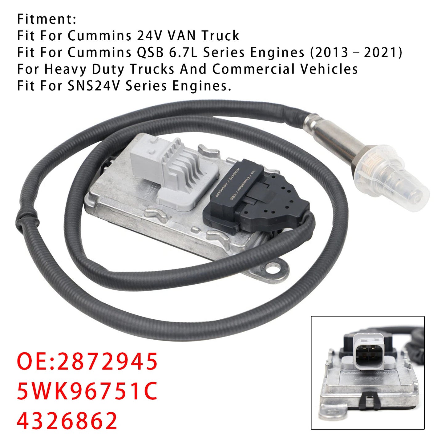 Cummins 24V Van 2872945 5WK96751C 4326862 Nox Nitrogen Oxide Oxygen Sensor