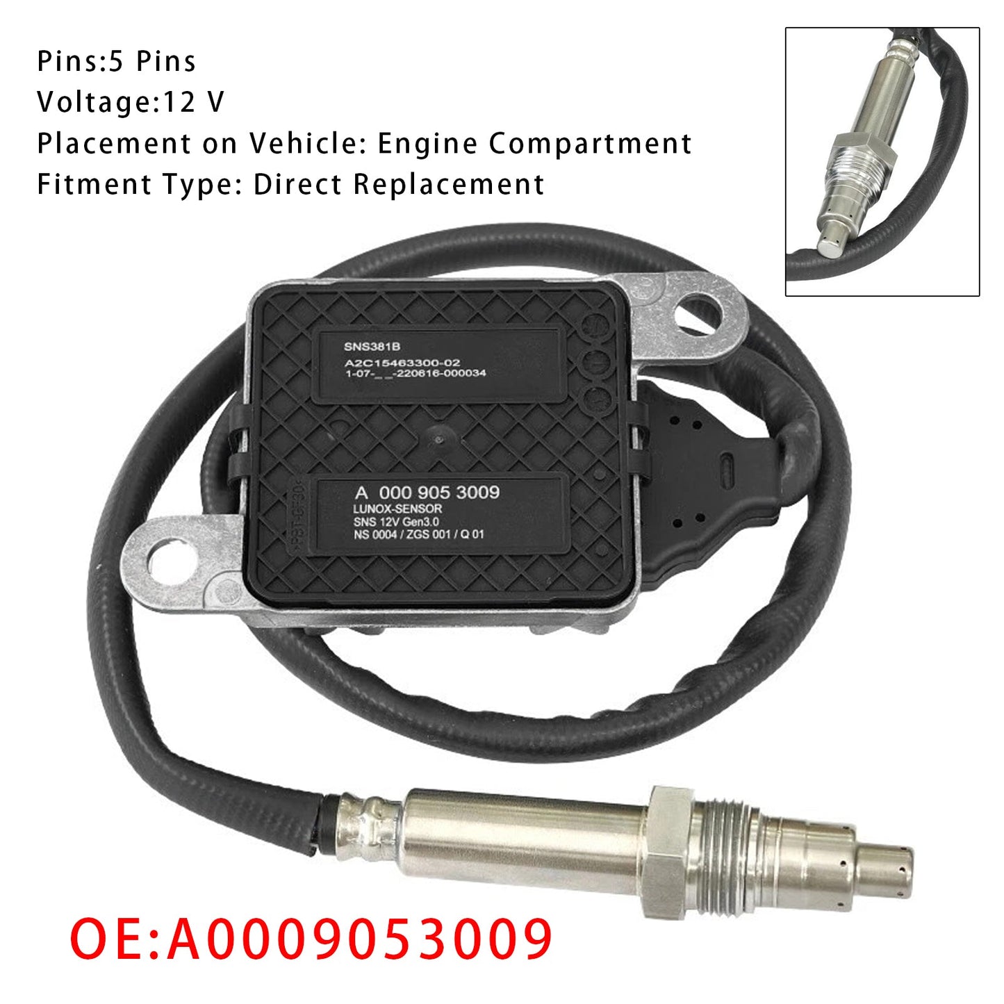 2019 Mercedes-Benz Sprinter 4500 A0009053009 SNS381B Nox Nitrogen Oxygen Sensor