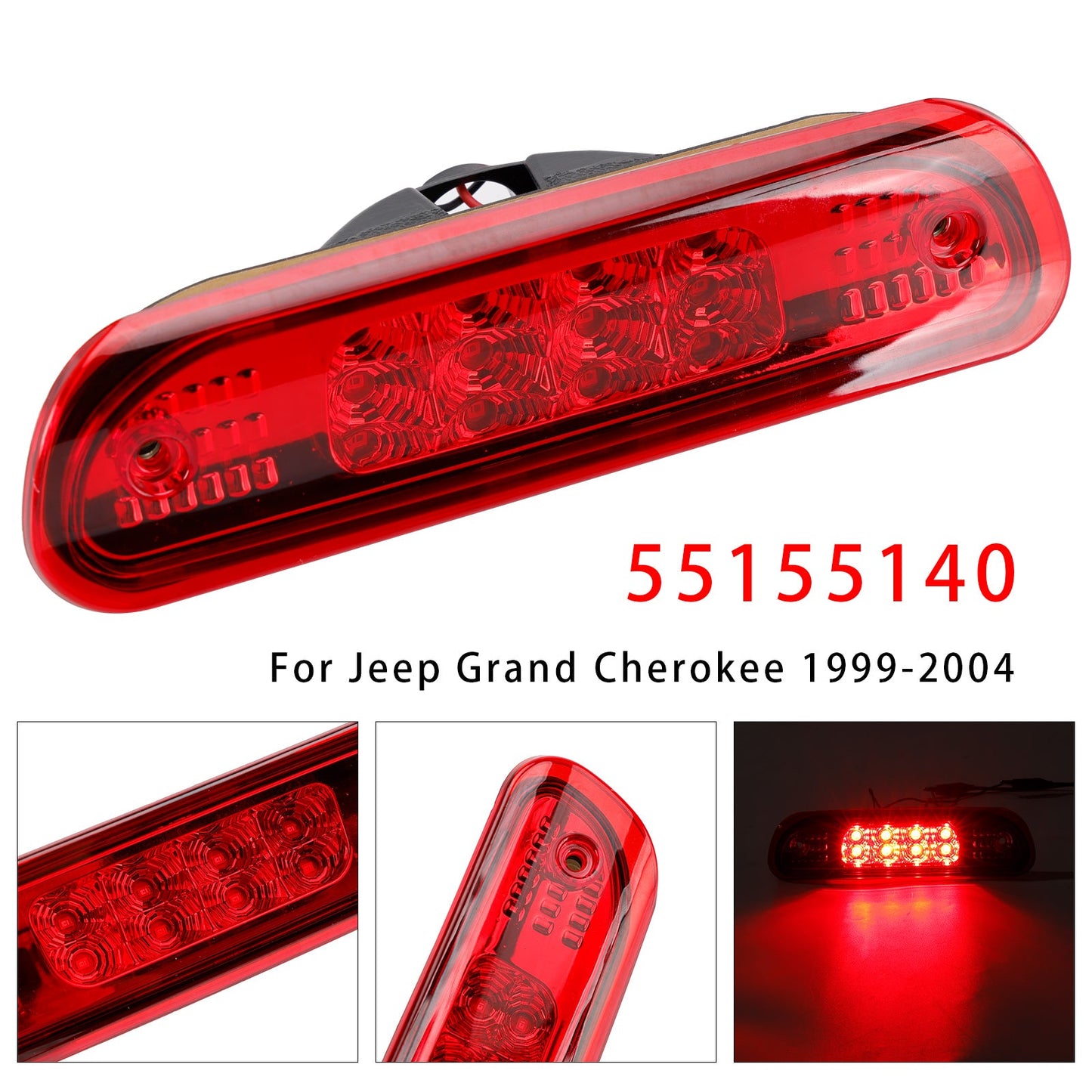 LED Third Brake Light Stop Lamp 1999-2004 Jeep Grand Cherokee Red 55155140