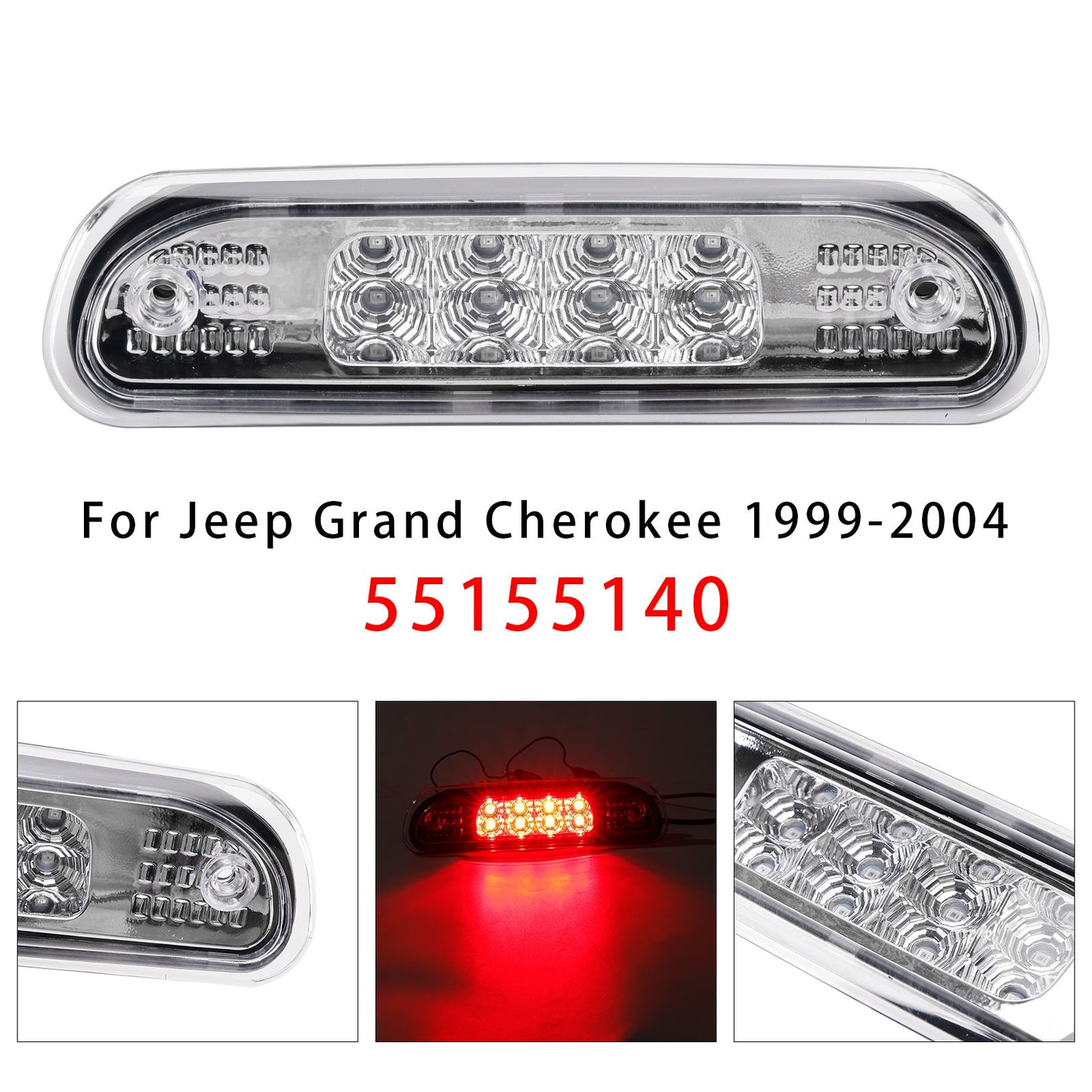 1999-2004 Jeep Grand Cherokee White 55155140 LED Third Brake Light Stop Lamp