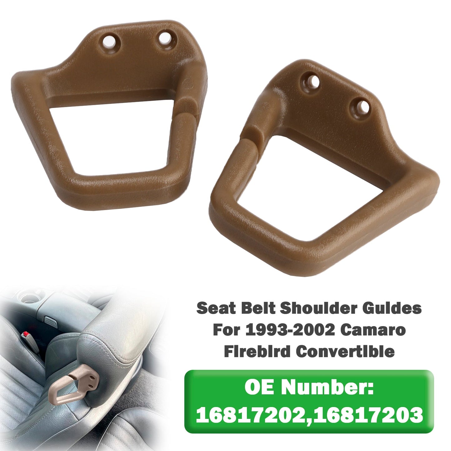 Tan Seat Belt Shoulder Guides 1993-2002 Camaro Firebird Convertible HT7203/7202