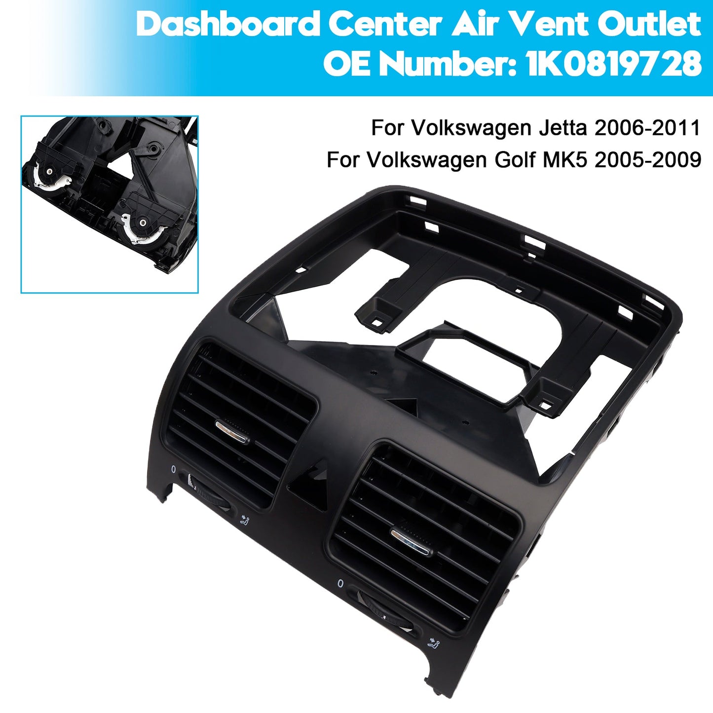 2005-2009 VW Jetta MK5 1K0819728 Dashboard Center Air Vent Outlet